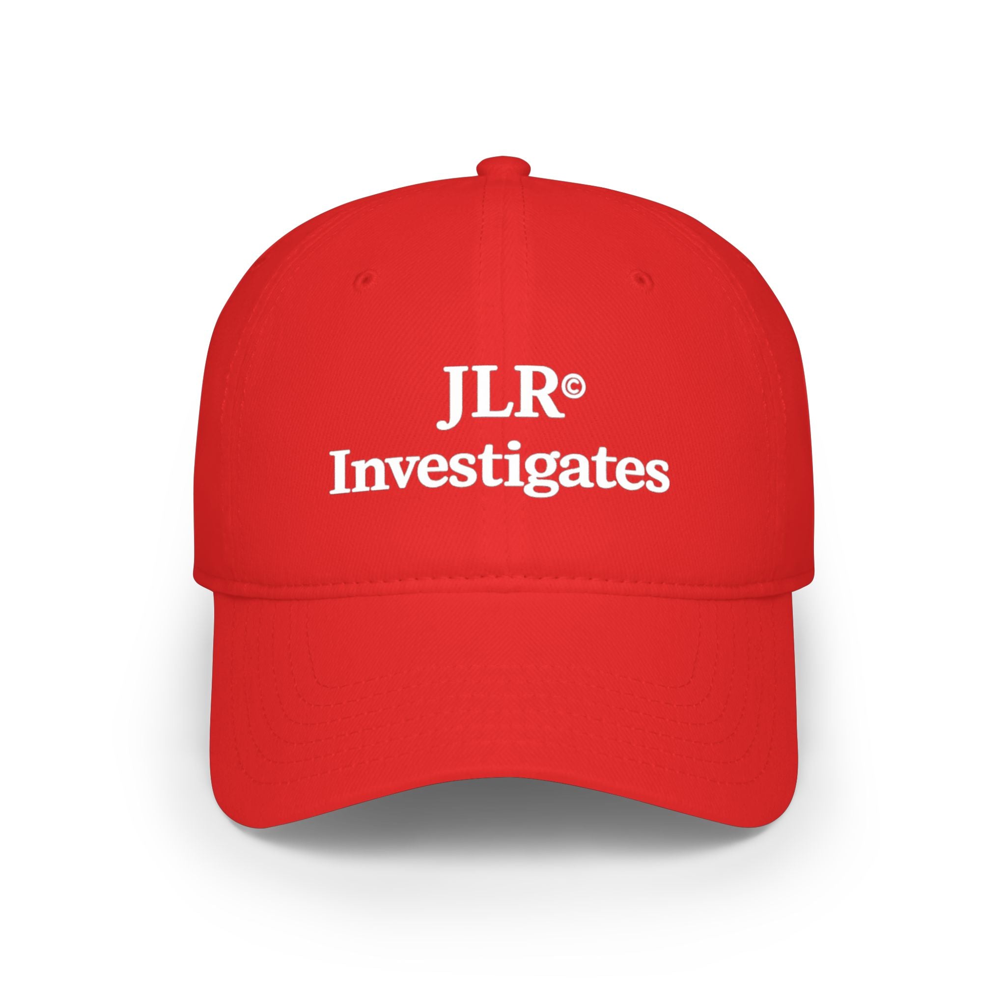 Retro JLR© Investigates Baseball Hat in red — front view
