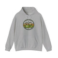 Sport grey premium hoodie featuring the JLR© Army circular badge graphic with diverse illustrated figures on the chest