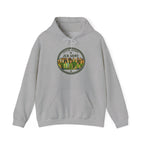 Sport grey premium hoodie featuring the JLR© Army circular badge graphic with diverse illustrated figures on the chest