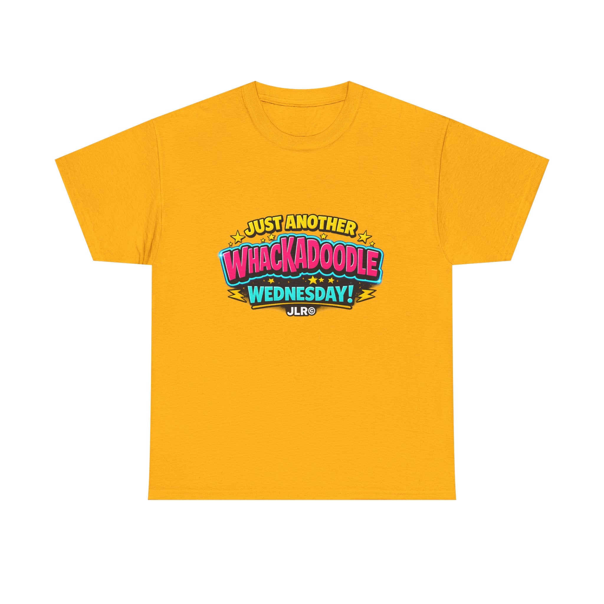 Gold Whackadoodle Wednesday graphic t-shirt — JLR Investigates unisex bold retro tee