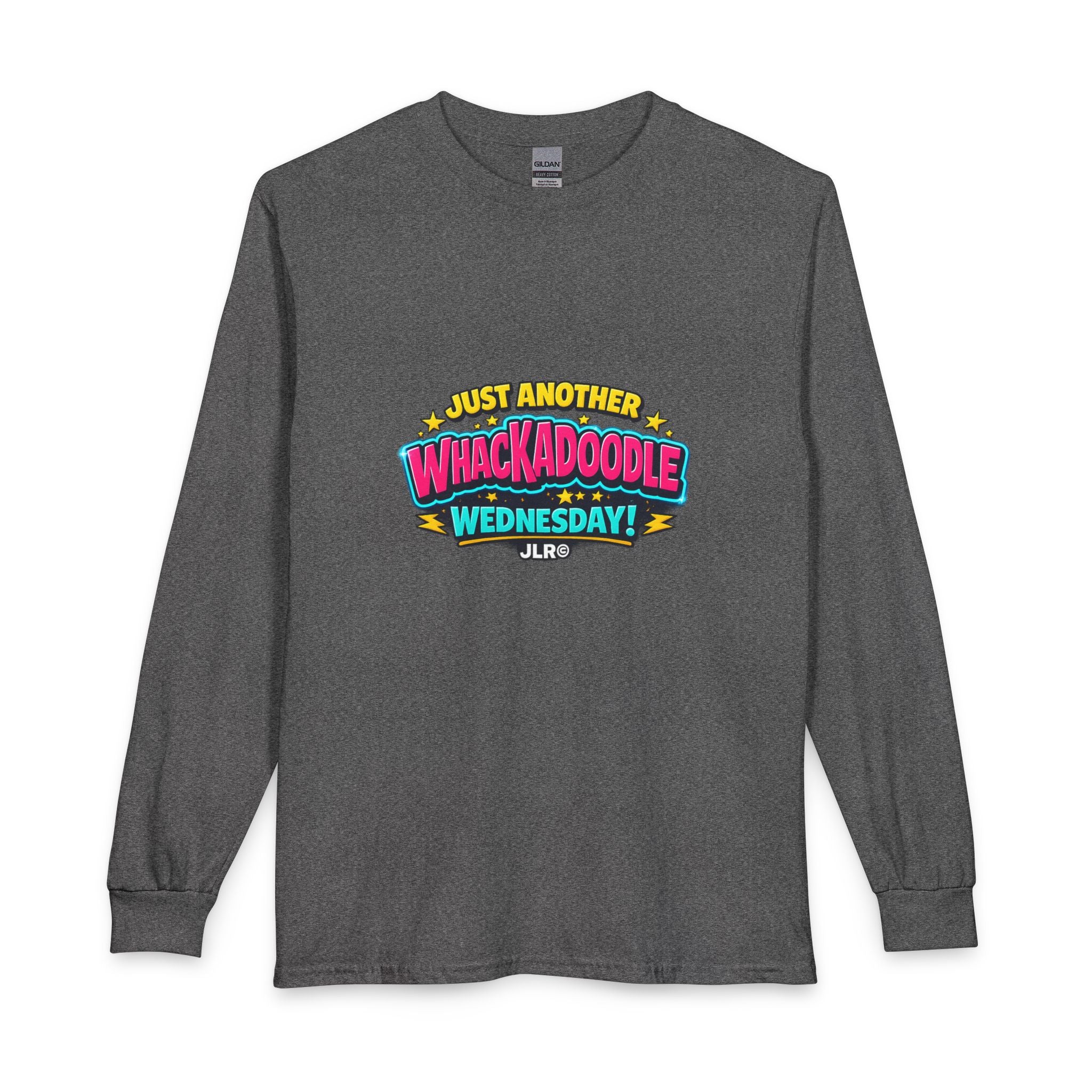 Whackadoodle Wednesday long sleeve graphic shirt in medium grey color — JLR Investigates unisex cotton tee