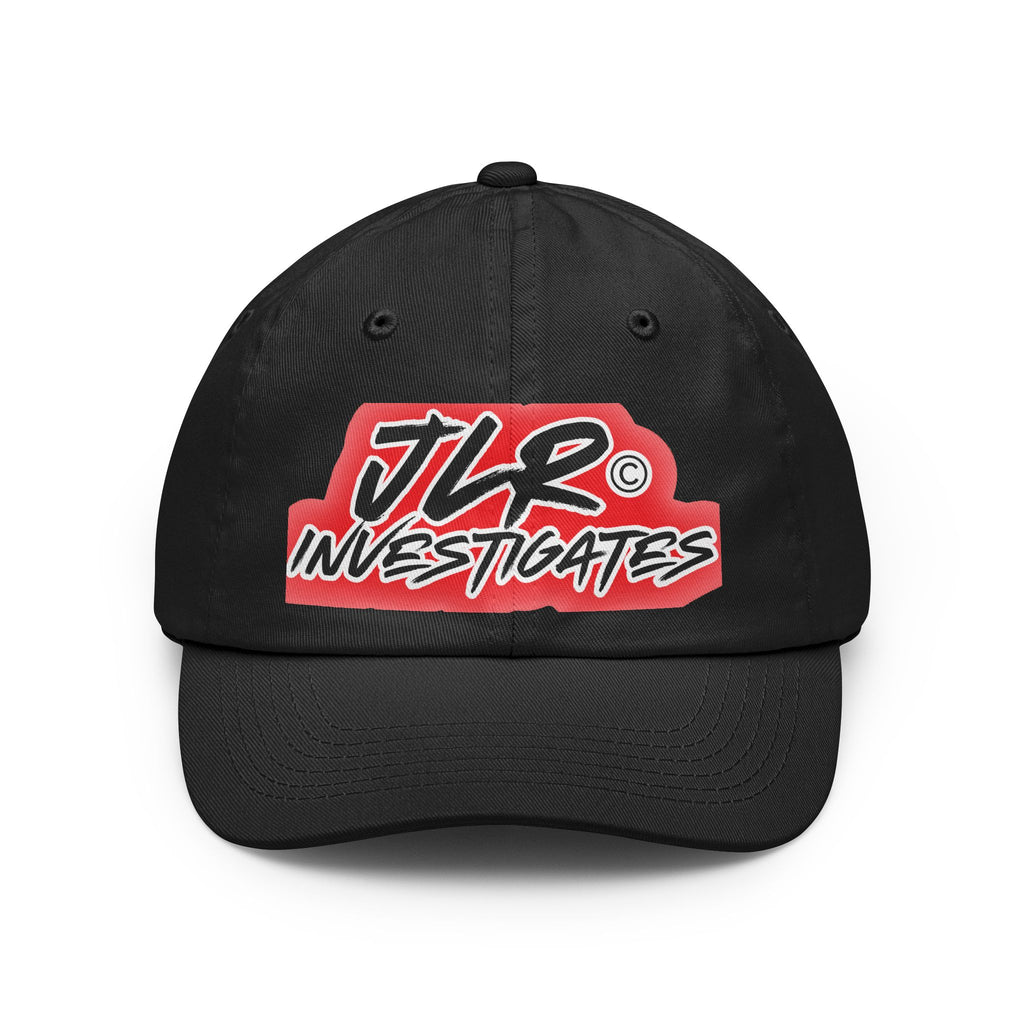 JLR© Investigates dad cap in black with bold graphic logo print
