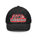 JLR© Investigates dad cap in black with bold graphic logo print