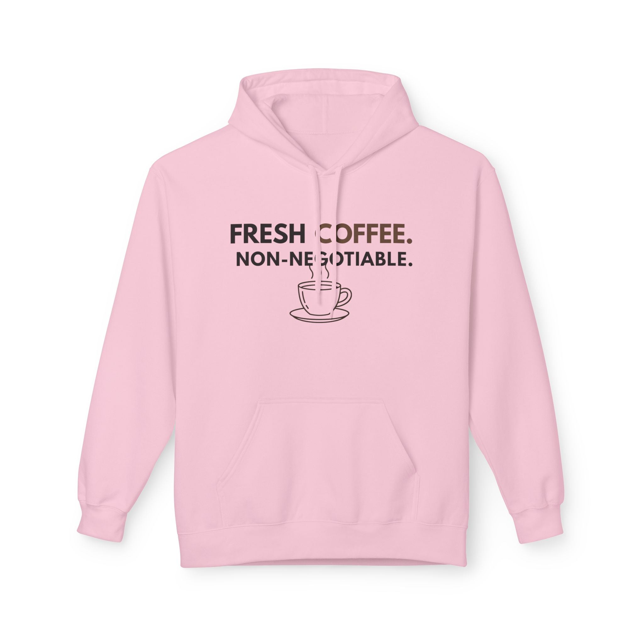 Fresh Coffee Hoodie – JLR© Investigates, light pink, flat lay front view