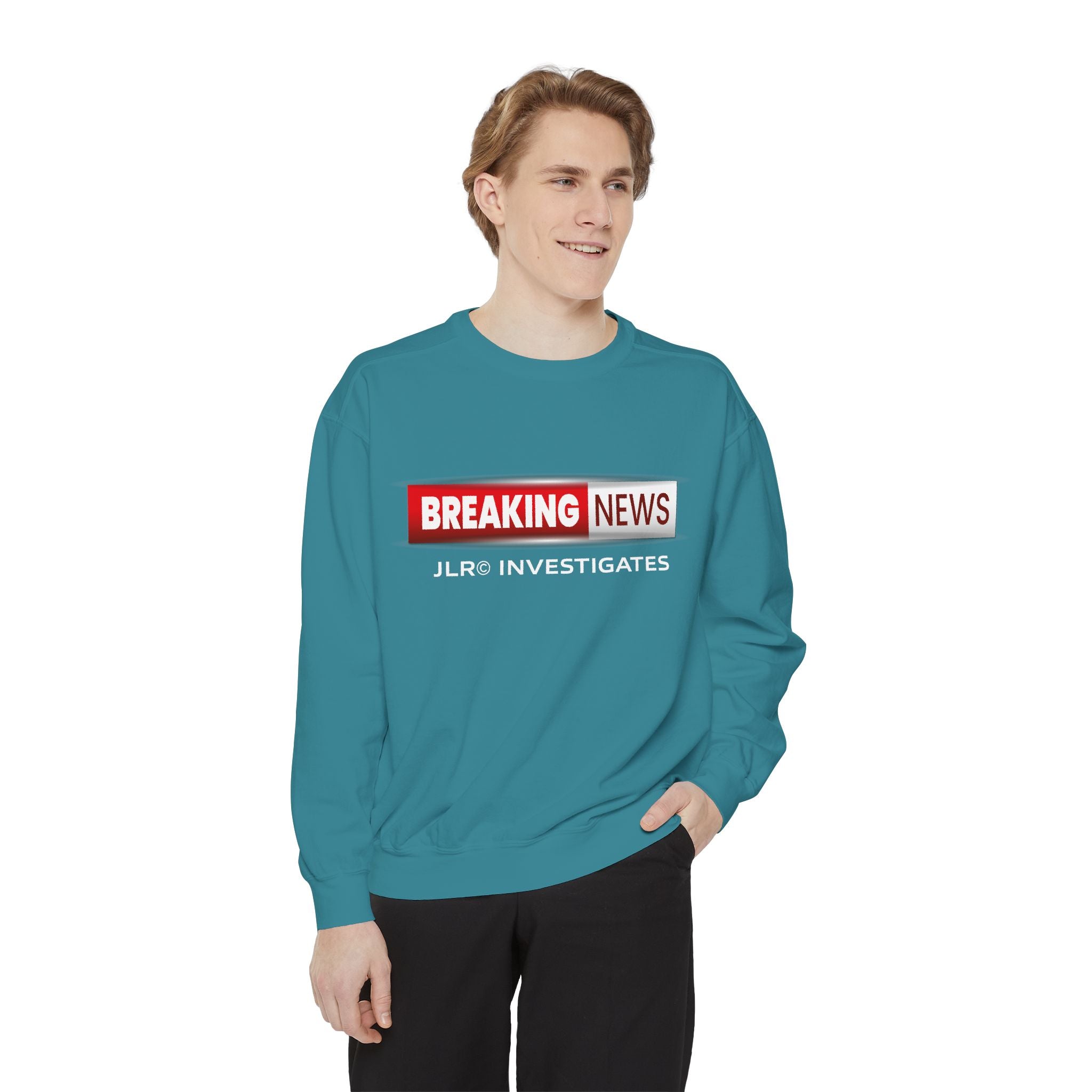 Sweatshirt — "BREAKING NEWS" JLR© Investigates Graphic Crewneck