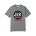 Grey T-shirt featuring the JLR© Investigates logo and red “BREAKING NEWS!” graphic, displayed front-facing on a white background