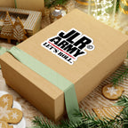 4 × 4 inch JLR© Army “LET’S ROLL.” vinyl sticker on a kraft gift box with green ribbon.
