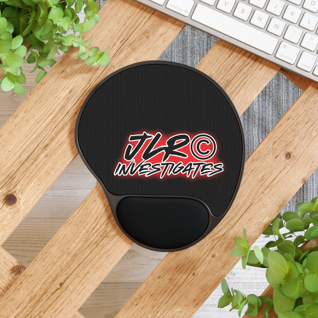Mouse Pad with Wrist Rest — JLR© Investigates Logo Ergonomic Gaming Desk Mat
