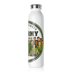 JLR Army Design 20oz insulated water bottle side view— Official Member JLR Army graphic with diverse group illustration — white stainless steel — JLR Investigates