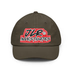 JLR© Investigates dad cap in charcoal with bold graphic logo print