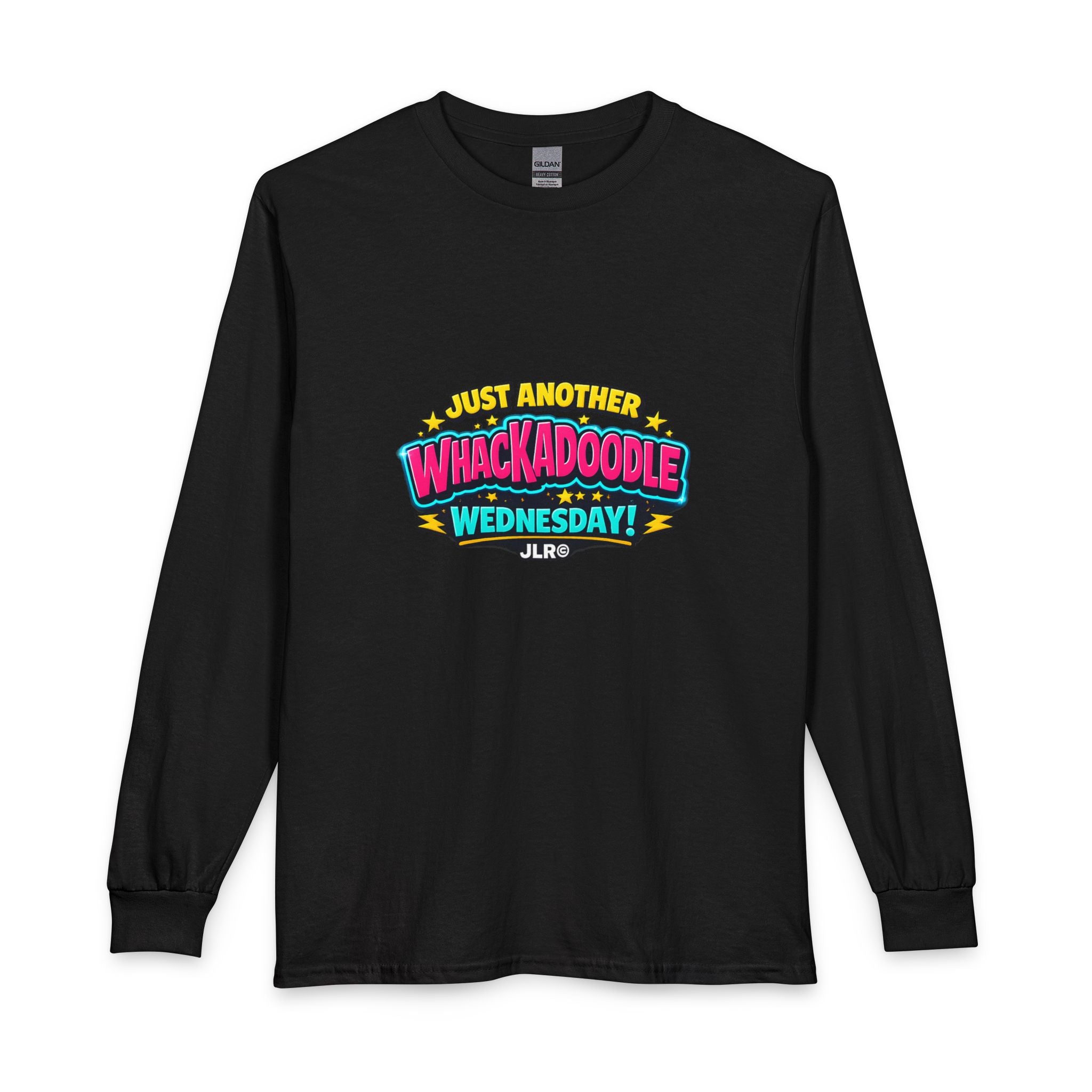Whackadoodle Wednesday long sleeve graphic shirt in black — JLR Investigates unisex cotton tee