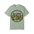 Green t-shirt with 'JLR Army' graphic on a white background