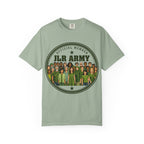 Green t-shirt with 'JLR Army' graphic on a white background