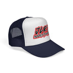 Trucker Cap — "JLR© Investigates" Retro Mesh Hat (Red, White & Blue)