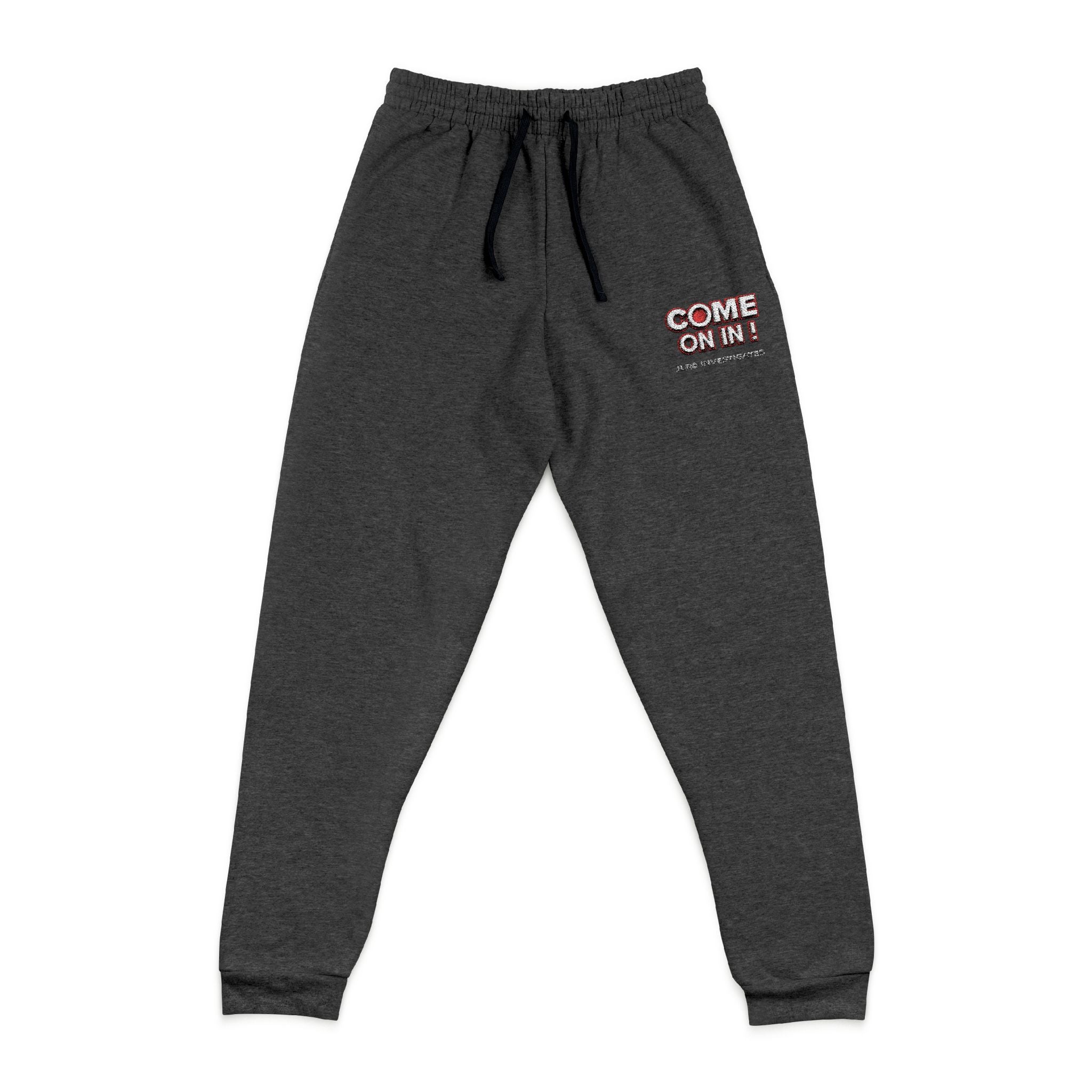 Embroidered 'Come On In JLR© Investigates' Charcoal Joggers