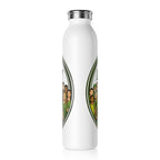 JLR Army Design 20oz insulated water bottle side view— Official Member JLR Army graphic with diverse group illustration — white stainless steel — JLR Investigates