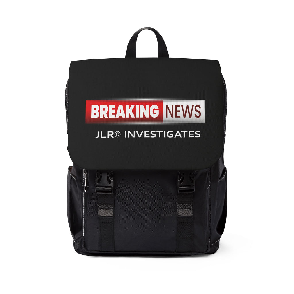Breaking News Backpack — 'JLR© Investigates' Flap Casual Shoulder Backpack