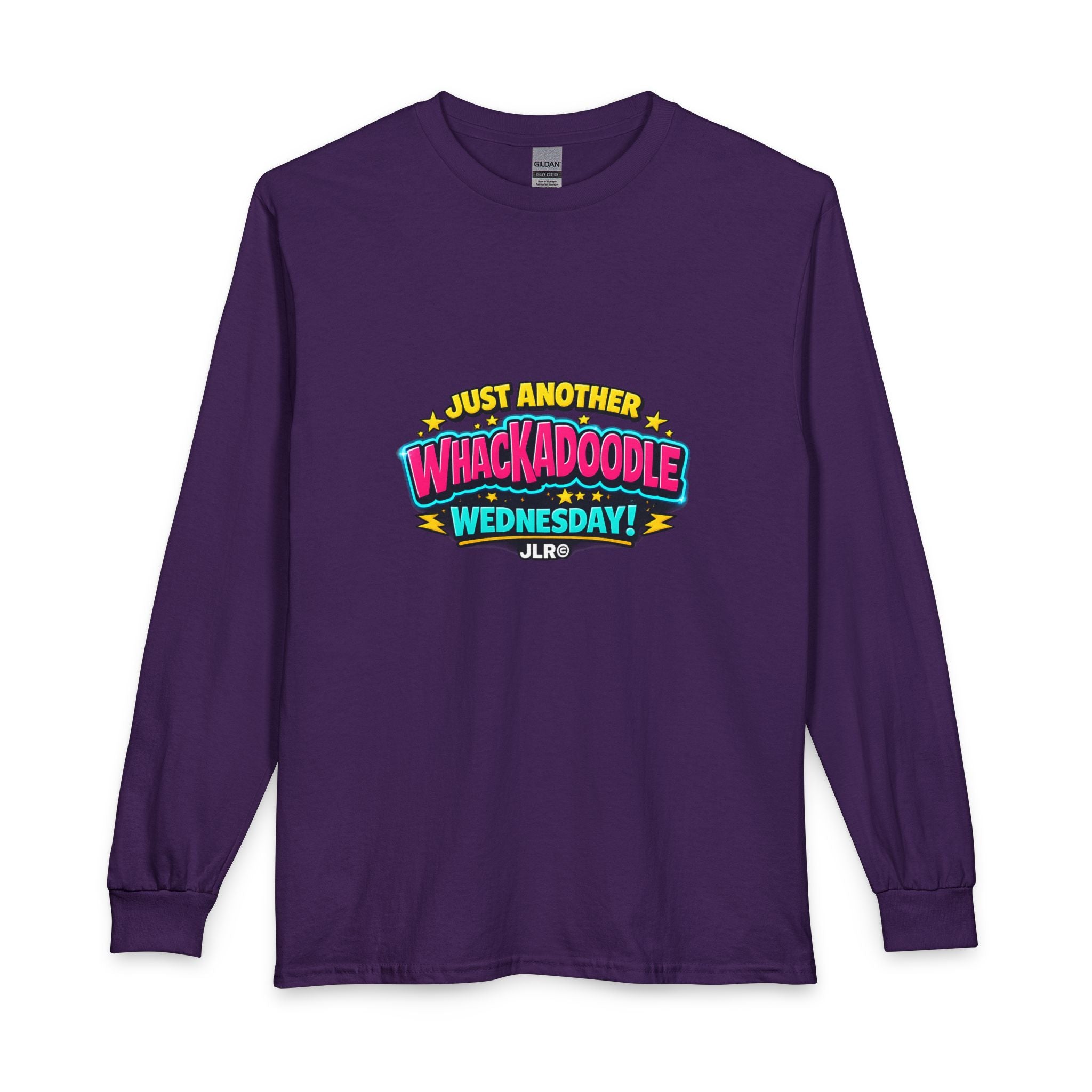 Whackadoodle Wednesday long sleeve graphic shirt in purple — JLR Investigates unisex cotton tee