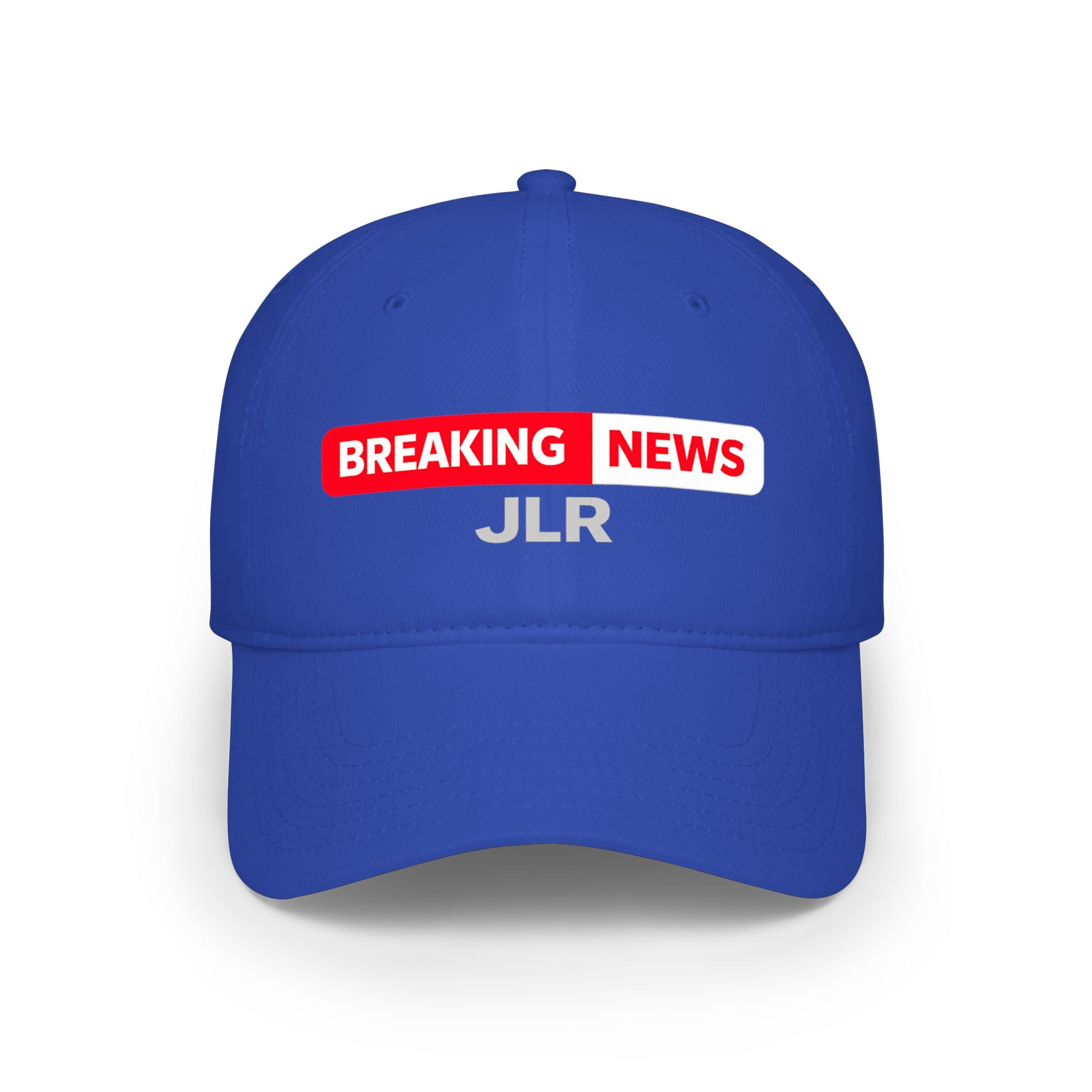 Breaking News! JLR© Investigates Baseball Hat in royal blue — hero front view