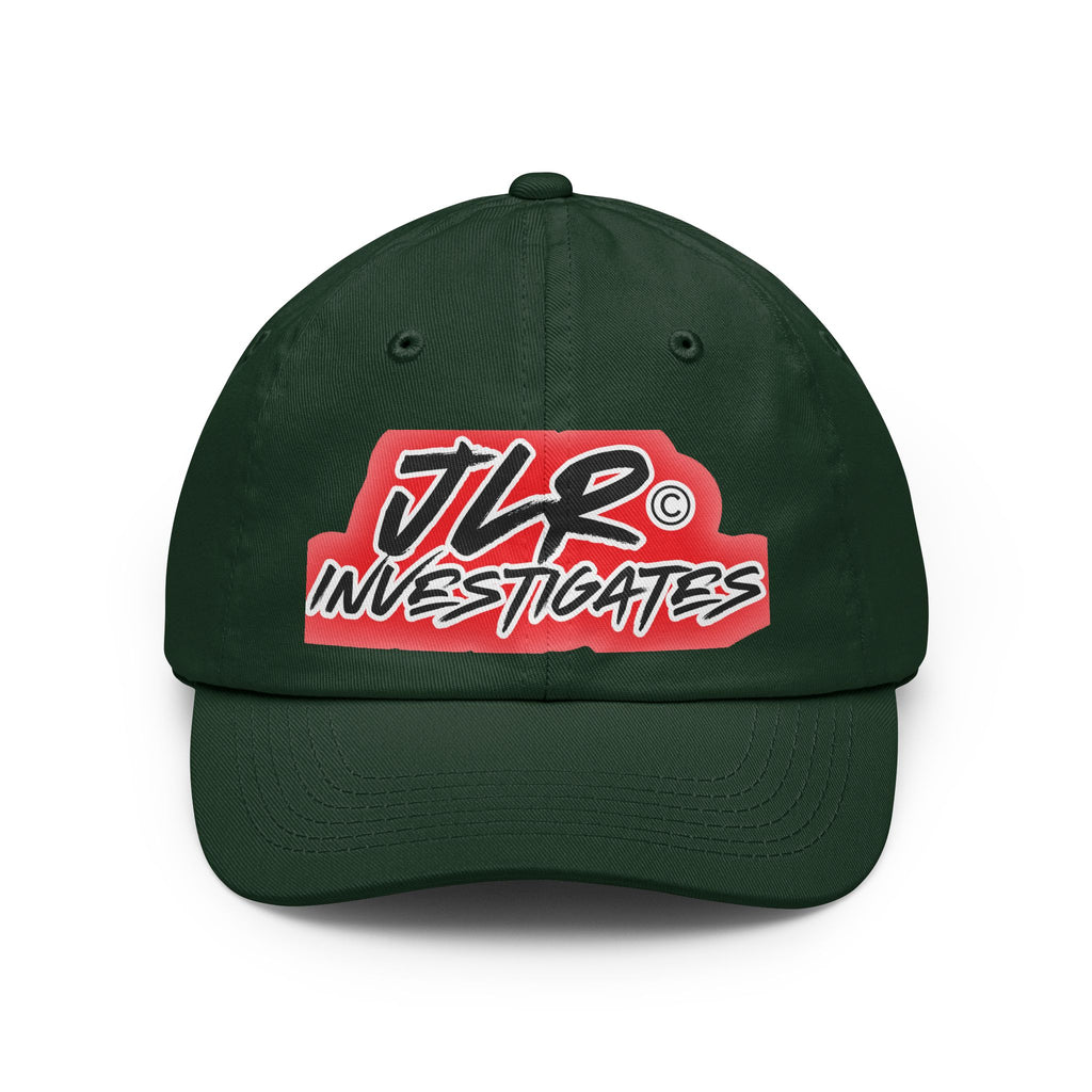 JLR© Investigates dad cap in forest green with bold graphic logo print