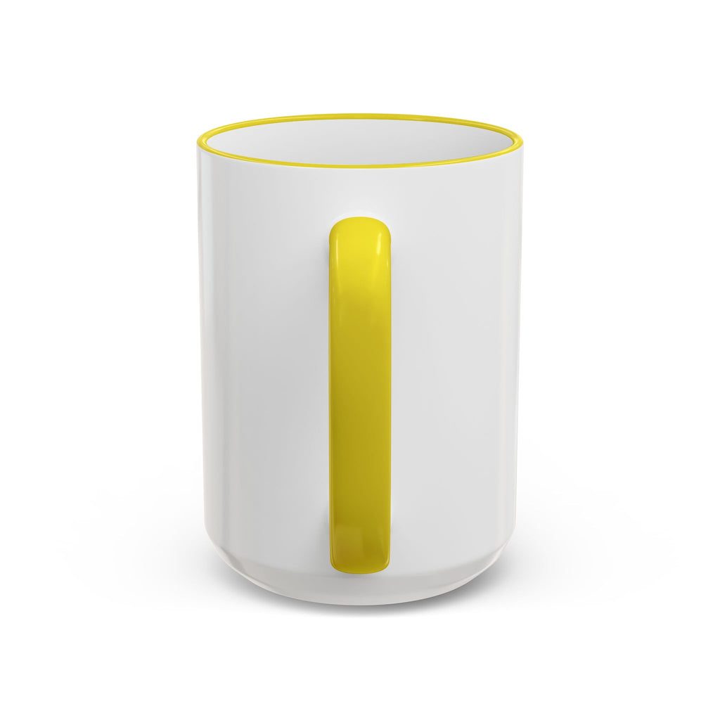 Whackadoodle Wednesday 15oz white ceramic coffee mug with yellow rim and handle and bold graphic print — JLR Investigates