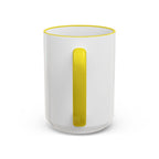 Whackadoodle Wednesday 15oz white ceramic coffee mug with yellow rim and handle and bold graphic print — JLR Investigates