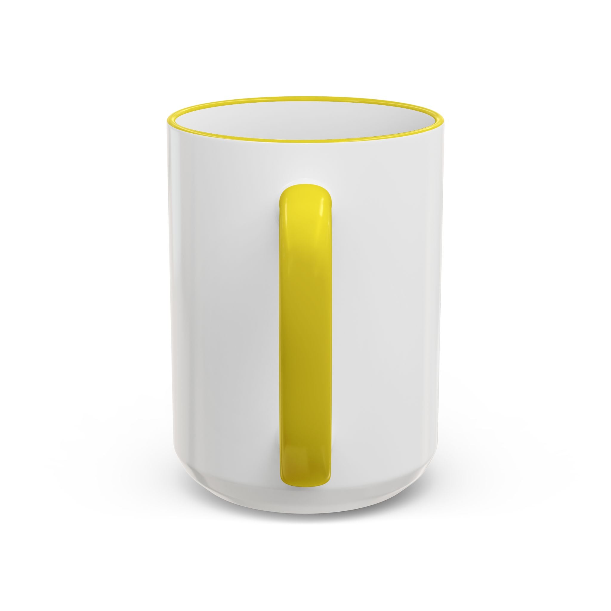 Whackadoodle Wednesday 15oz white ceramic coffee mug with yellow rim and handle and bold graphic print — JLR Investigates