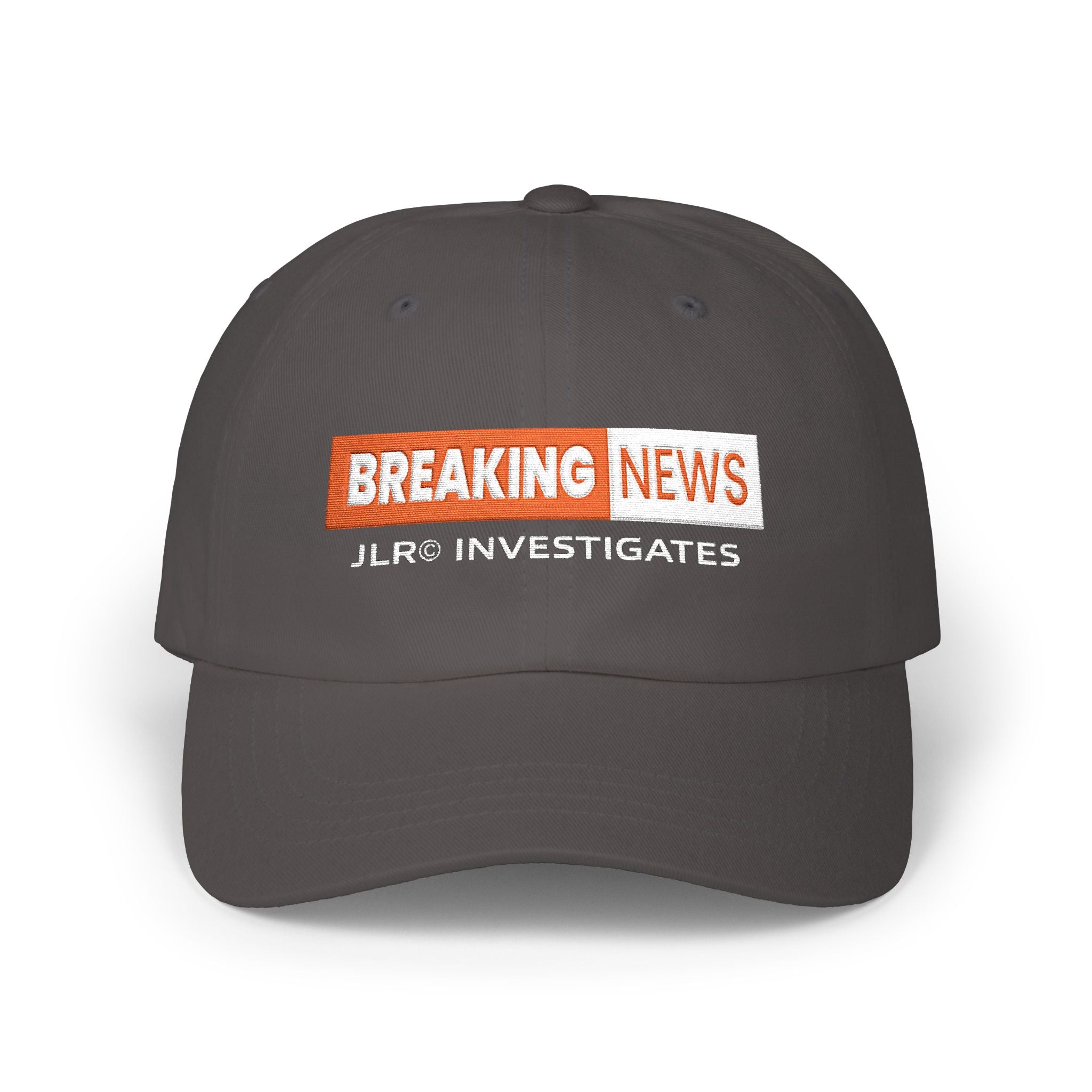 Breaking News Dad Cap — "Breaking News: JLR© Investigates" Camo Baseball Hat