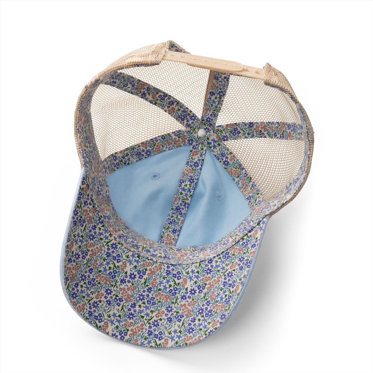 Angled view of JLR© Investigates Women's Mesh-Back Cap in Cashmere Blue