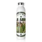 JLR Army Design 20oz insulated water bottle — Official Member JLR Army graphic with diverse group illustration — white stainless steel — JLR Investigates