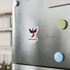Resilience phoenix sticker on a silver laptop lid