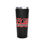 JLR© Black Bold Logo insulated thermos — keeps coffee hot — branded drinkware — JLR Investigates
