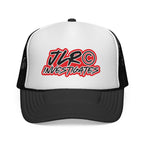 Trucker Cap — "JLR© Investigates" Retro Mesh Hat (Red, White & Blue)