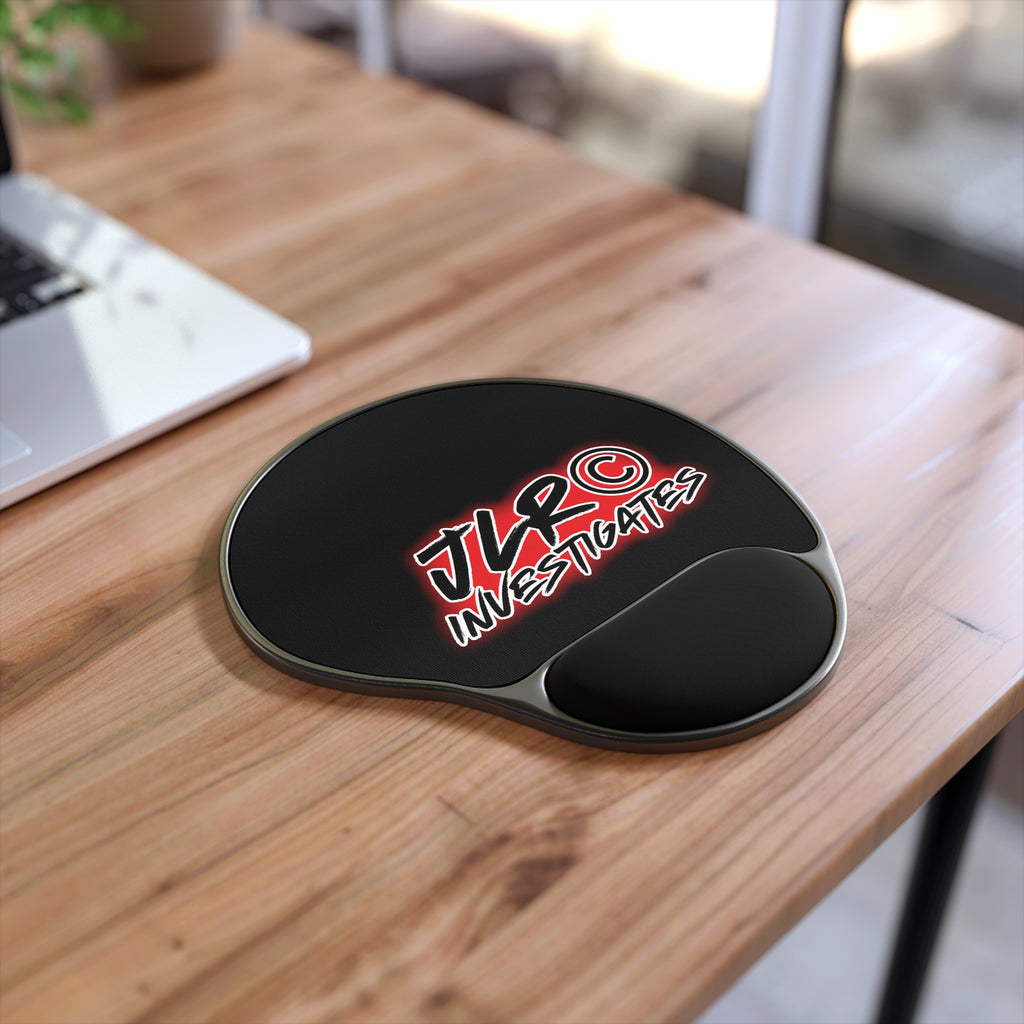 Mouse Pad with Wrist Rest — JLR© Investigates Logo Ergonomic Gaming Desk Mat