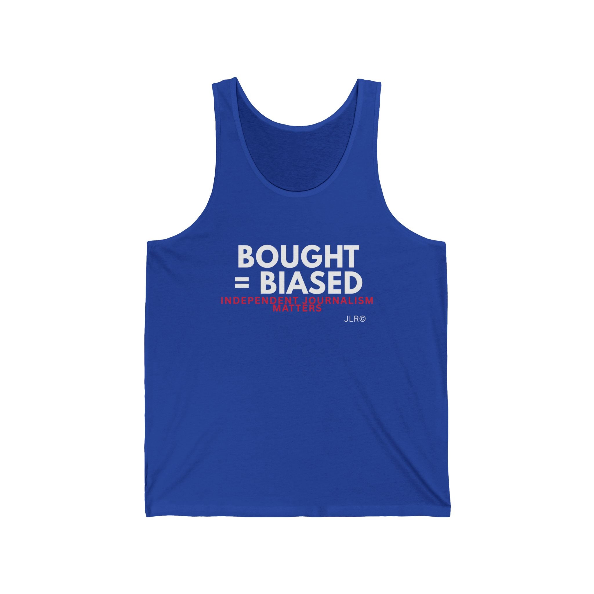 royal blue independent journalism tank top JLR Investigates