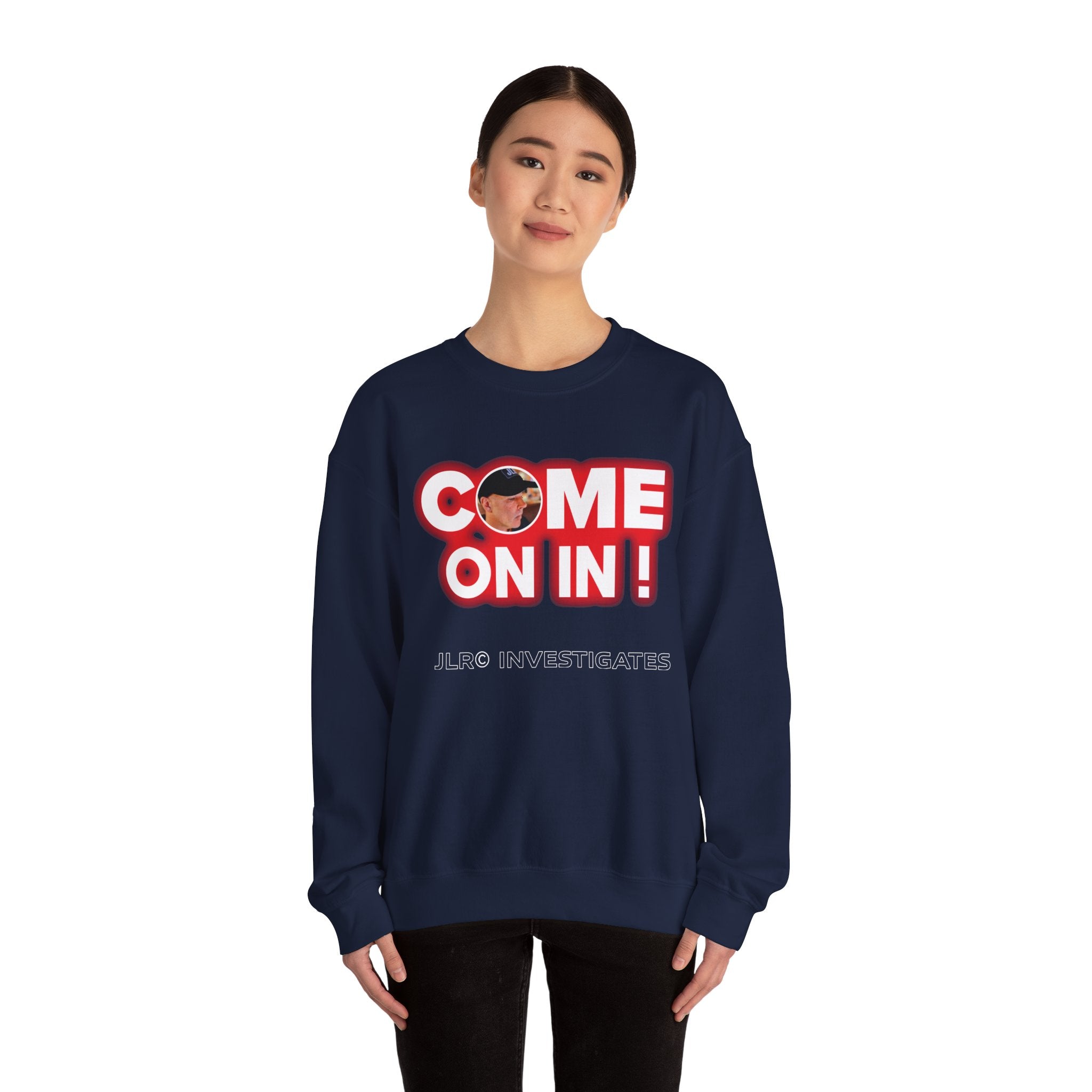 Come On In! JLR© Investigates Unisex Heavy Blend™ Crewneck Sweatshirt