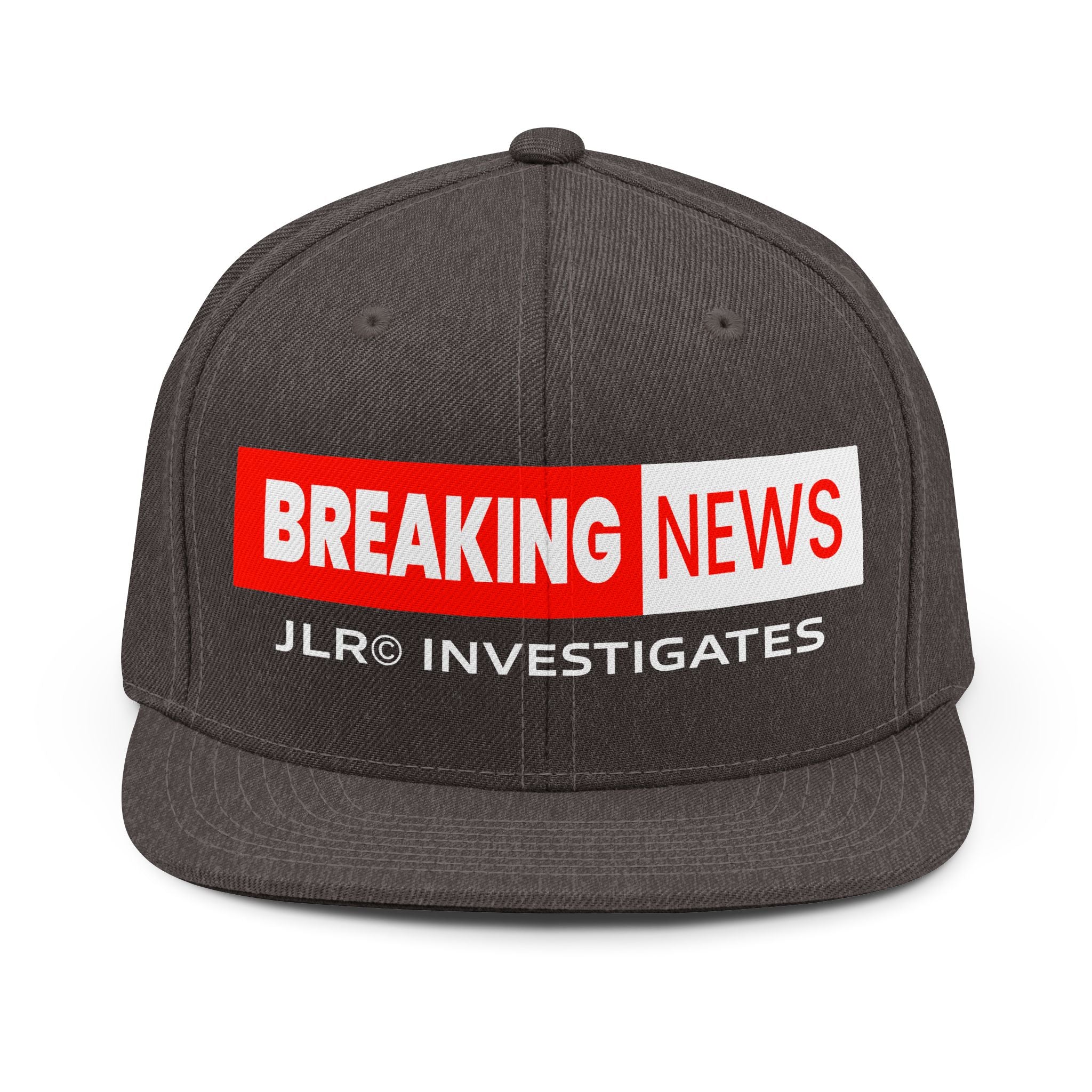 Breaking News Snapback Hat — "JLR© Investigates" Logo Cap