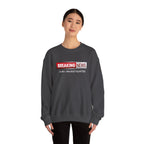 Breaking News Crewneck Sweatshirt — "JLR© Investigates" Bold Graphic