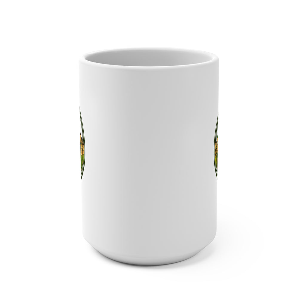 JLR© Army 15 oz white ceramic mug, front view