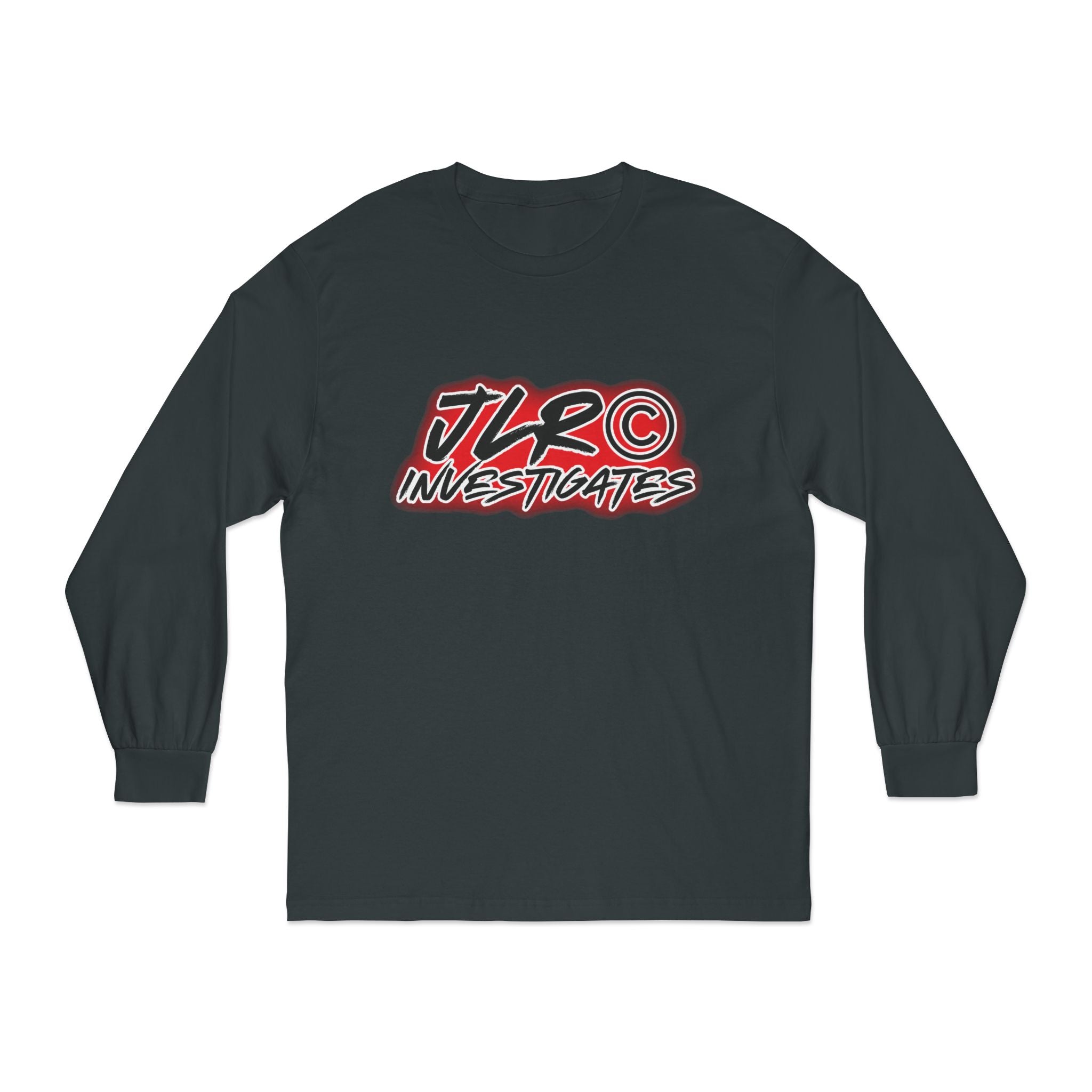 JLR© Investigates Long Sleeve T-Shirt — Graphic Logo Tee for Fans & Creators