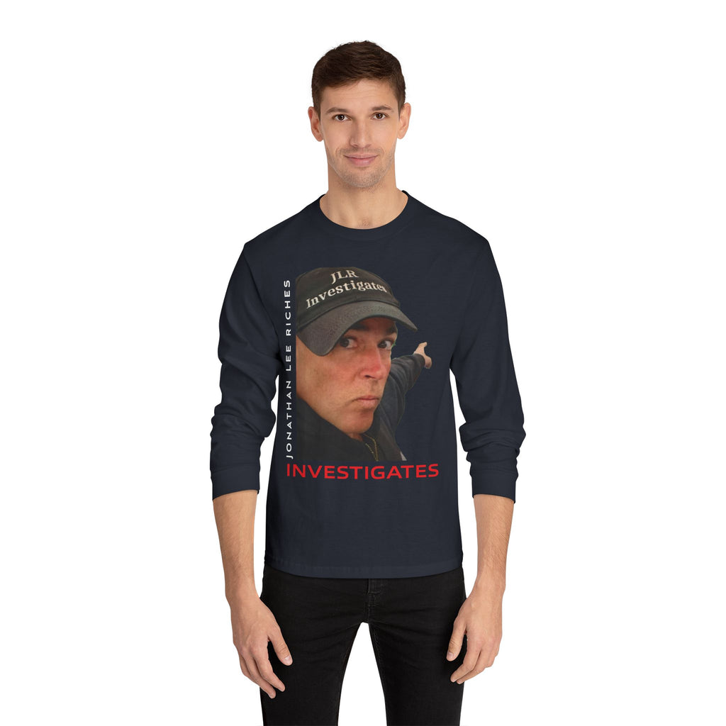 Investigates Long Sleeve Tee — Jonathan Lee Riches Investigator Portrait