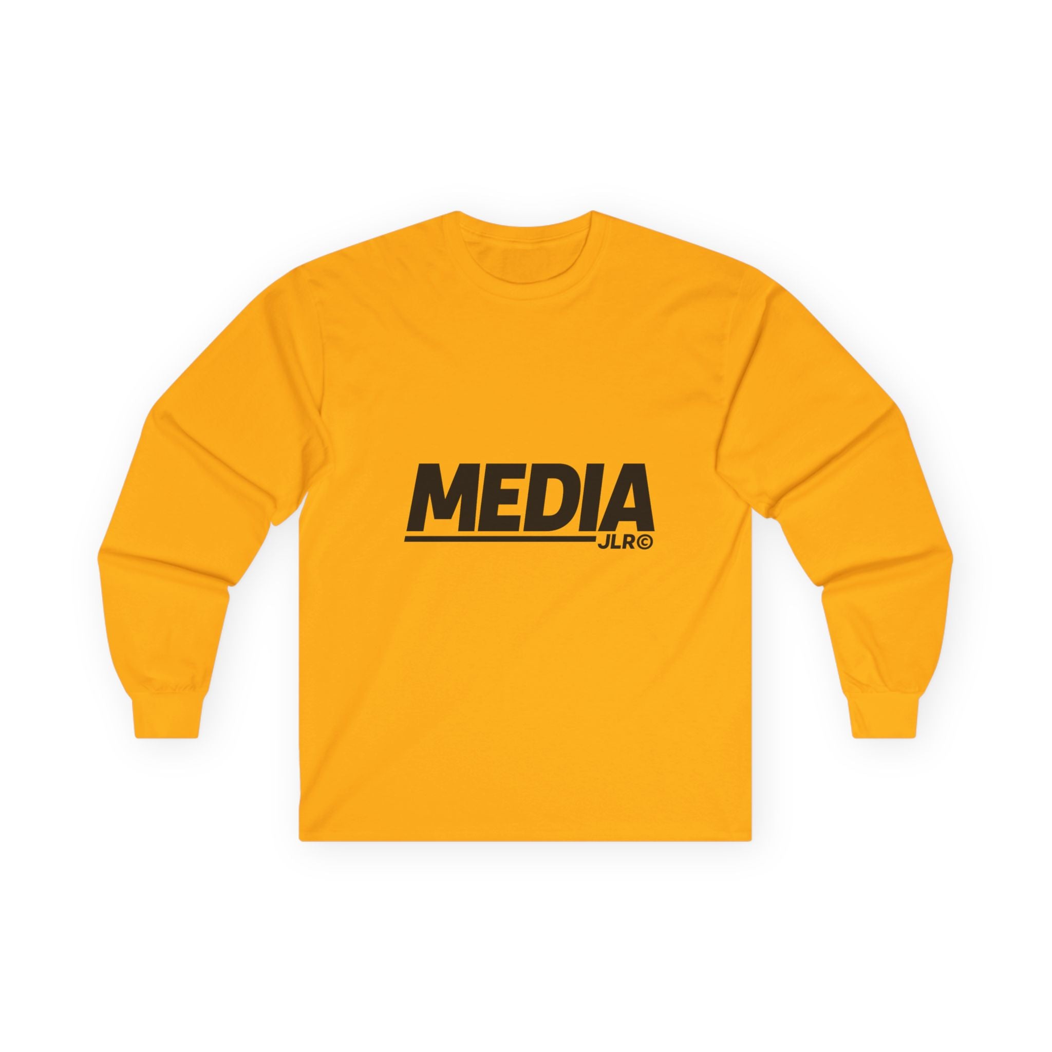 JLR© Investigates MEDIA Long Sleeve T-Shirt in Gold — front view