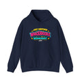 Navy blue hoodie with colorful Whackadoodle Wednesday logo