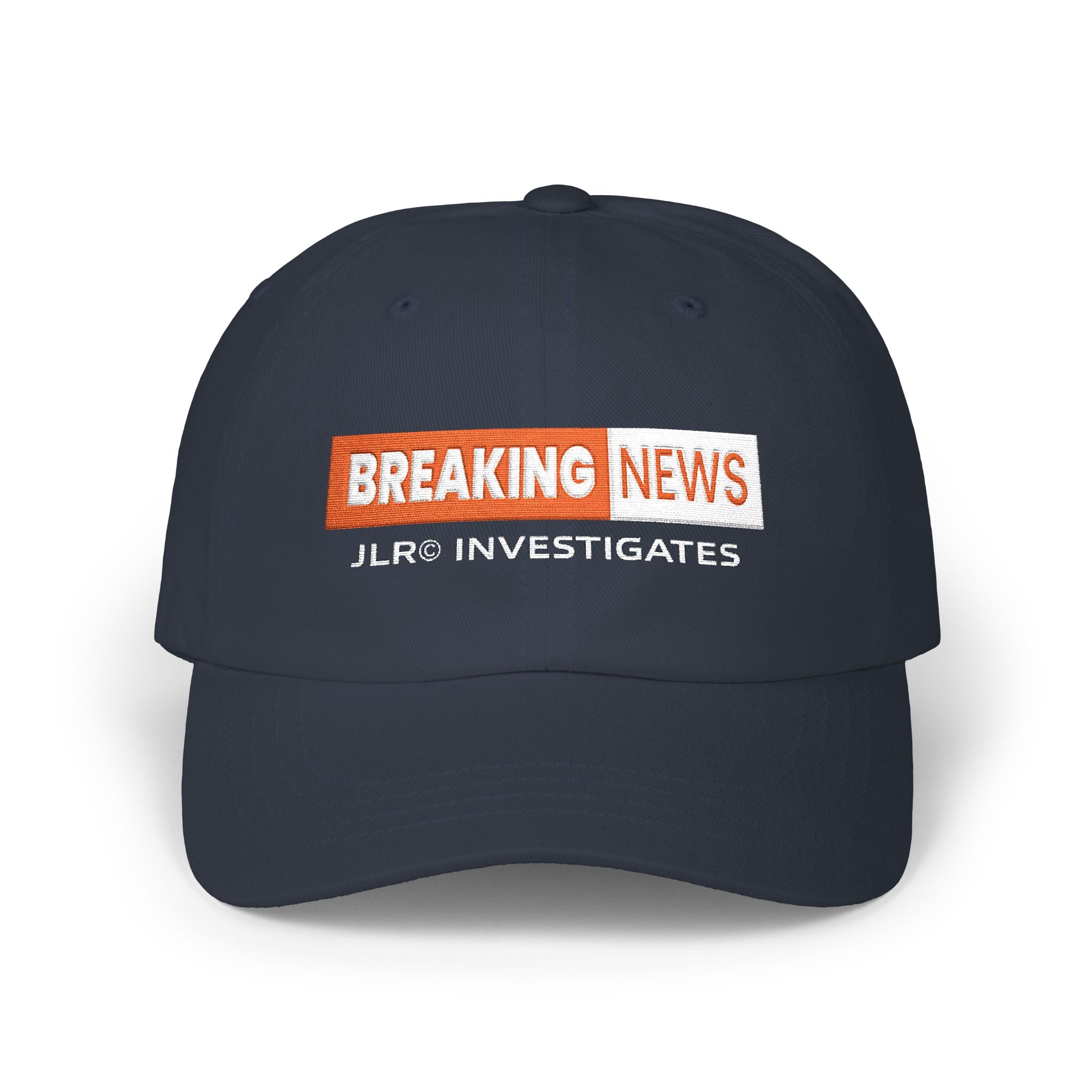 Breaking News Dad Cap — "Breaking News: JLR© Investigates" Camo Baseball Hat