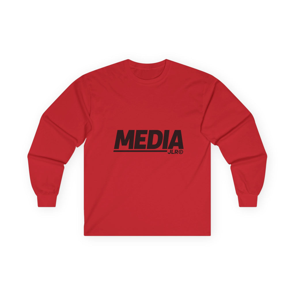 JLR© Investigates MEDIA Long Sleeve T-Shirt in Red — front view