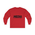 JLR© Investigates MEDIA Long Sleeve T-Shirt in Red — front view