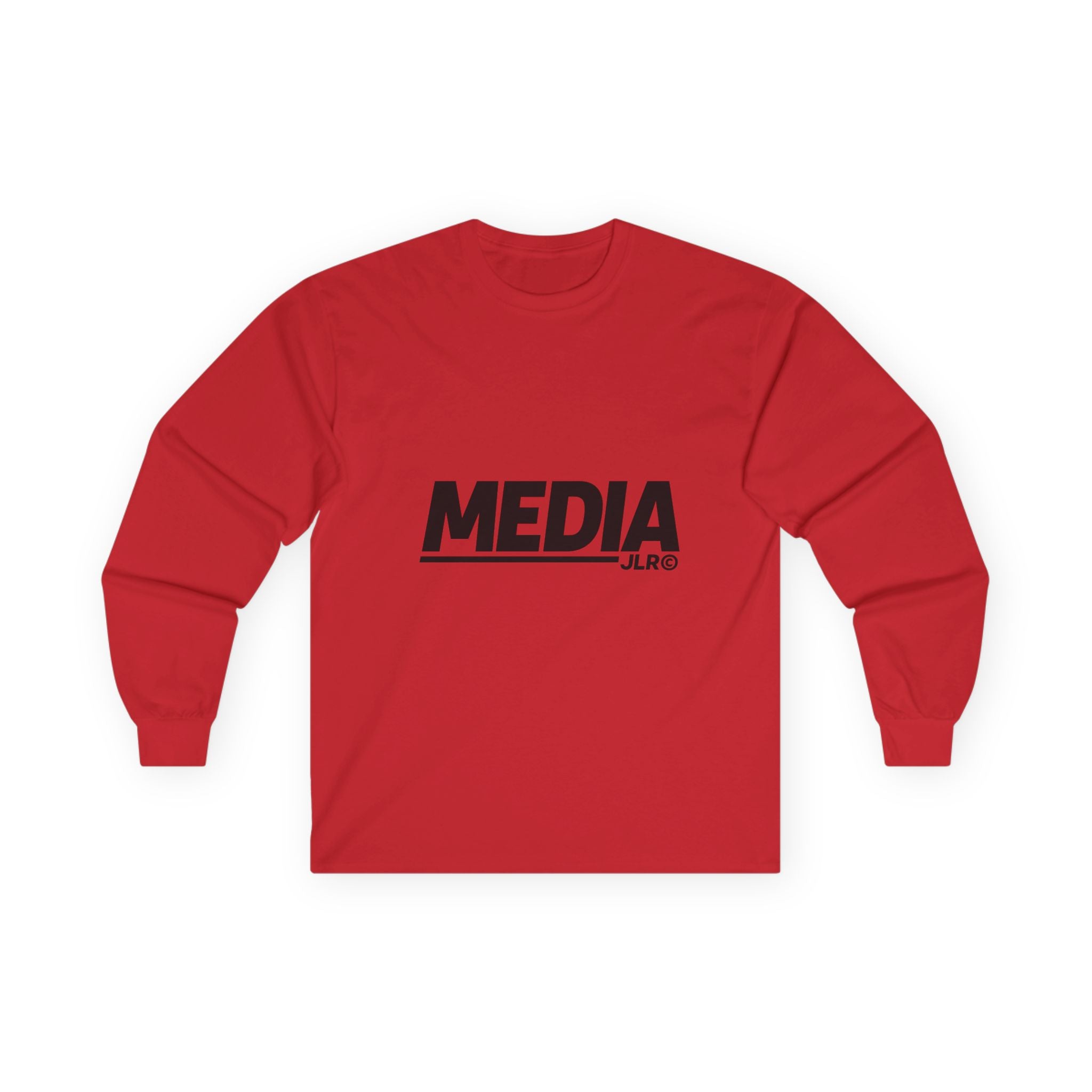 JLR© Investigates MEDIA Long Sleeve T-Shirt in Red — front view