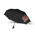 Foldable Umbrella — Black Semi-Automatic Rain Umbrella with JLR© Investogates Logo