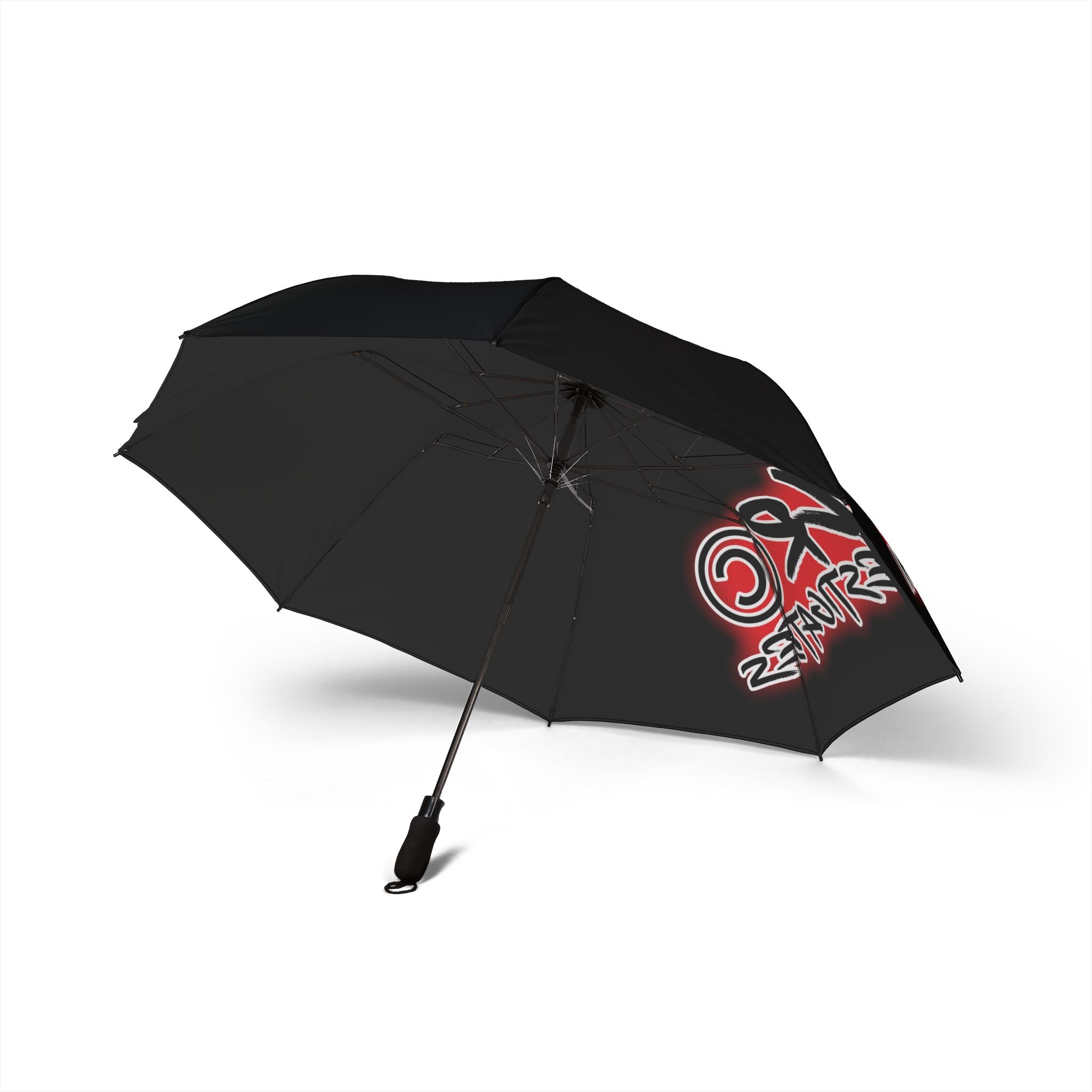 Foldable Umbrella — Black Semi-Automatic Rain Umbrella with JLR© Investogates Logo