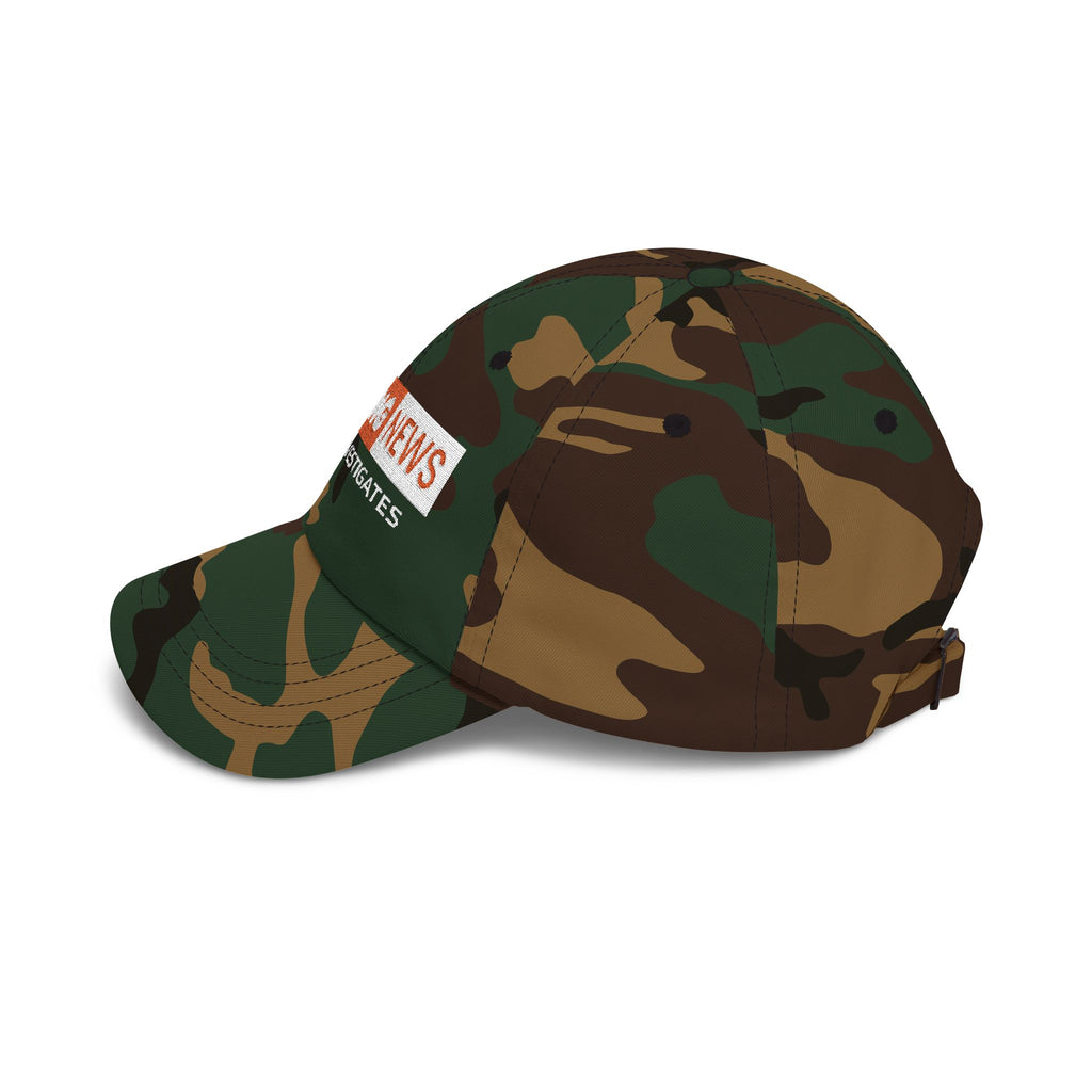 Breaking News Dad Cap — "Breaking News: JLR© Investigates" Camo Baseball Hat